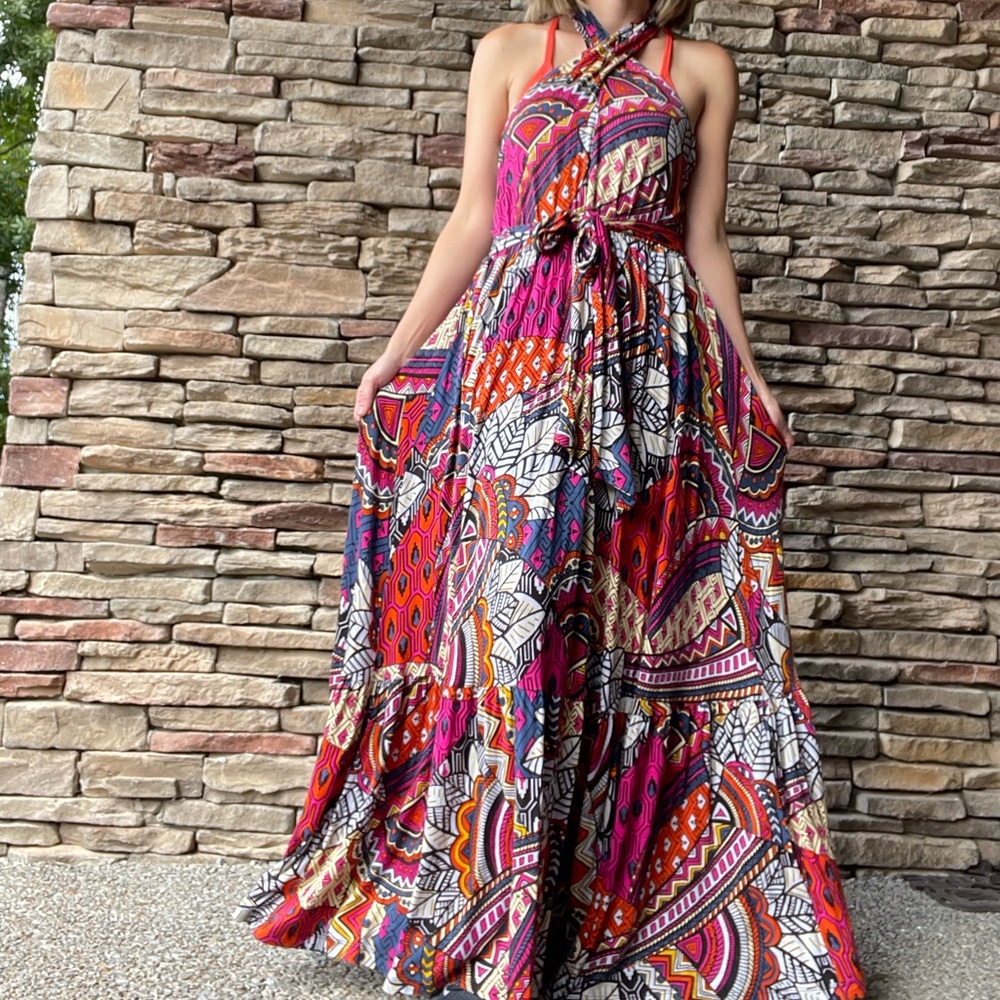 Anthropologie Cynthia halter maxi dress large - Picture 2 of 11